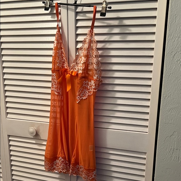 Women Sexy gown Other - #1043+ Vibrant Orange Lace Trim Chemise